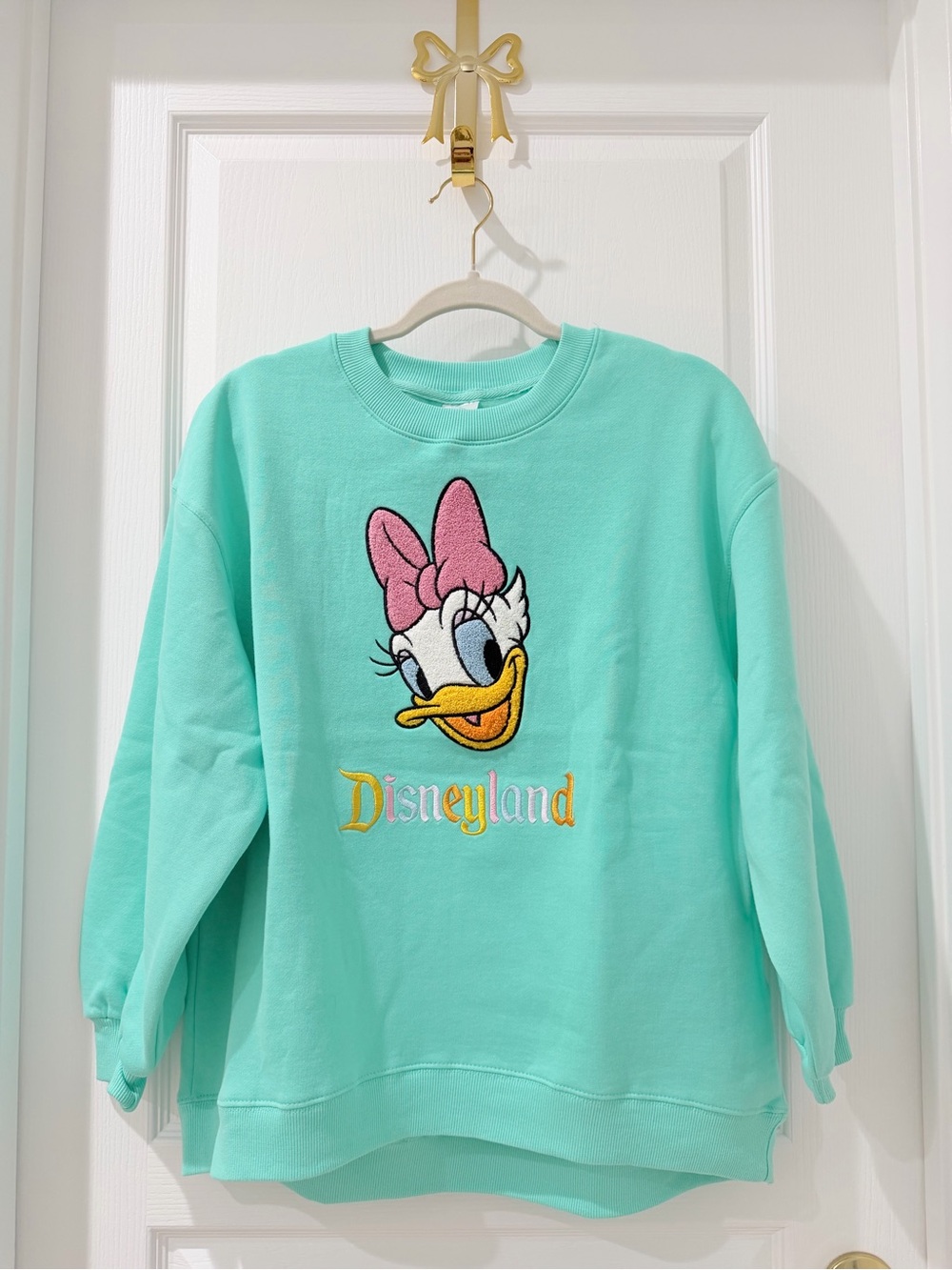 Disney Mint Green Daisy Duck Embroidered Sweatshirt